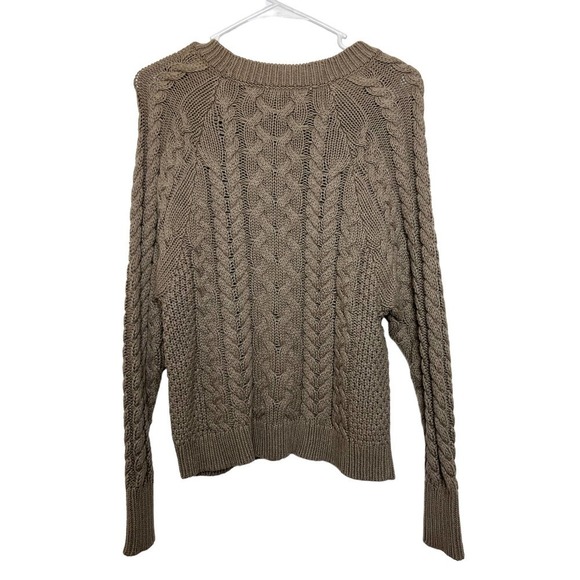Aerie American Eagle Mocha Brown Taupe Cable Knit Sweater XXS - Picture 4 of 4